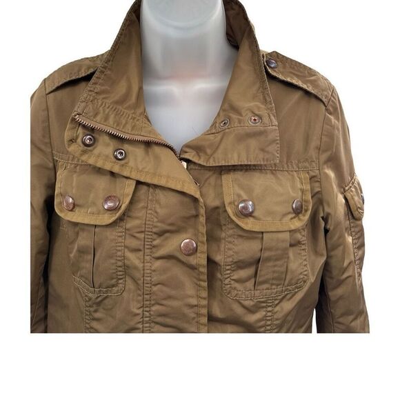 Esprit Military Style Utility Jacket Womens Size 6 Casual Cargo Coat Vintage Tan - Picture 2 of 11